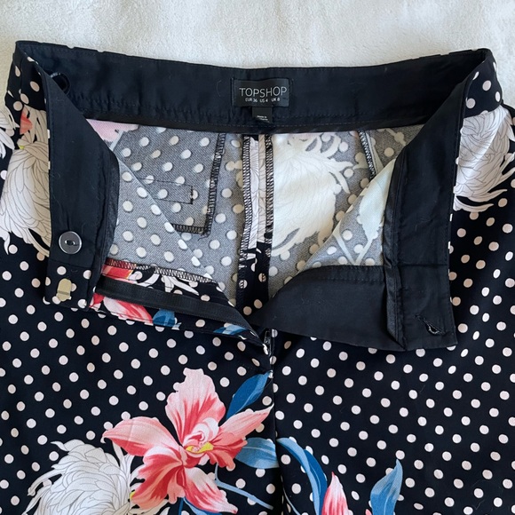Topshop kick flare patterned high waist retro pinup pants size 4 polka dot - Picture 7 of 7